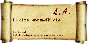 Lukics Annamária névjegykártya