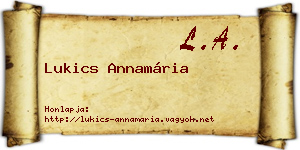 Lukics Annamária névjegykártya